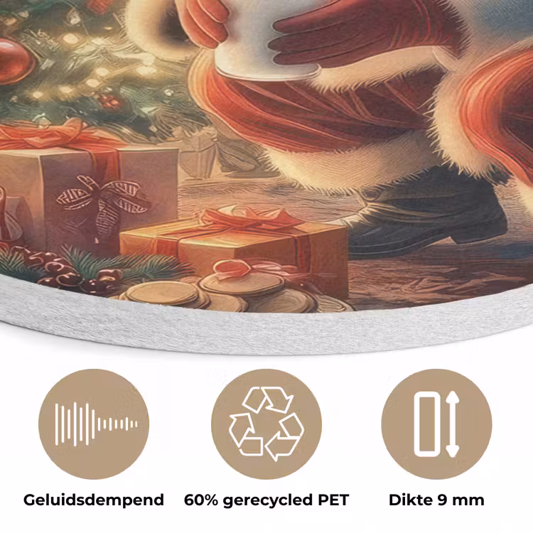 Kerstman - Haard - Donker Akoestische PET Vilt - Rond klein -closeup_NL