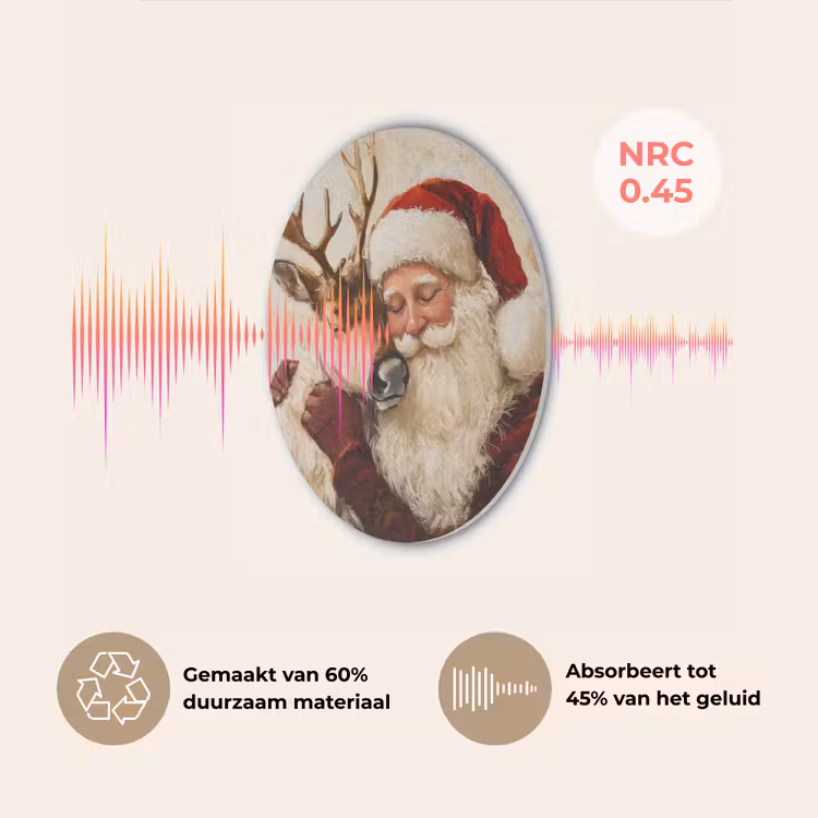 Kerstman - Rendier - Kerst - Christmas Akoestische PET Vilt - Rond klein -USP_NL