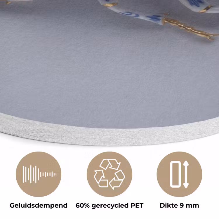 Kever - Delfts - Blauw - Goud Akoestische PET Vilt - Rond klein -closeup_NL