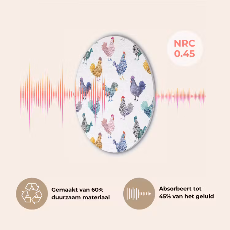 Kippen -Aquarel - Kleurrijk Akoestische PET Vilt - Rond klein 838 -USP_NL