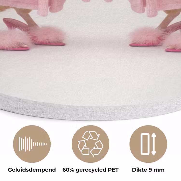 Kippen - Badjas - Krukspelden - Hakken Akoestische PET Vilt - Rond klein -closeup_NL