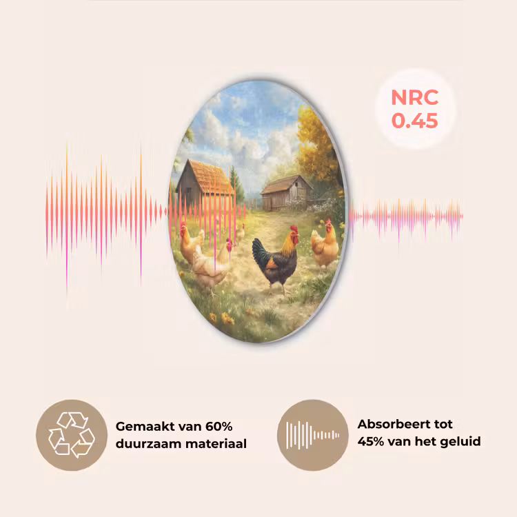 Kippen - Landelijke rust - Natuur Akoestische PET Vilt - Rond klein -USP_NL