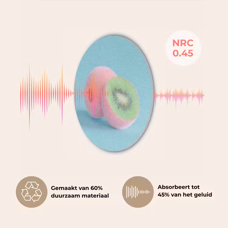 Kiwi - Blauw - Surrealistisch Akoestische PET Vilt - Rond klein -USP_NL