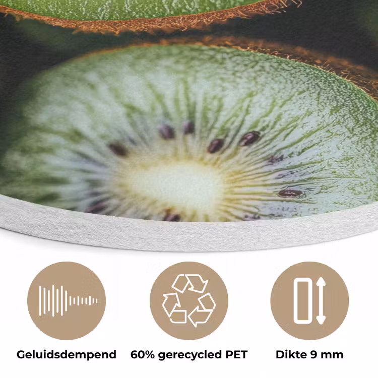 Kiwi - Fruit - Groen Akoestische PET Vilt - Rond klein -closeup_NL