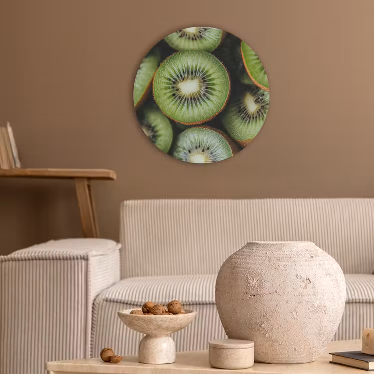 Kiwi - Fruit - Groen Akoestische PET Vilt - Rond klein -sfeer1