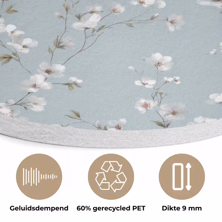 Klassiek - Bloemen - Blauw Akoestische PET Vilt - Rond klein 838 -closeup_NL
