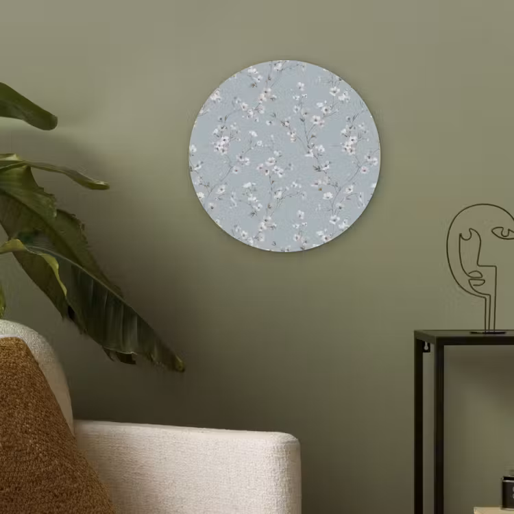 Klassiek - Bloemen - Blauw Akoestische PET Vilt - Rond klein 838 -sfeer2