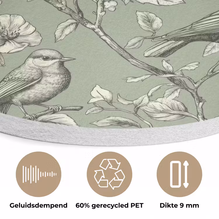 Klassiek - Botanisch - Groen Akoestische PET Vilt - Rond klein 838 -closeup_NL