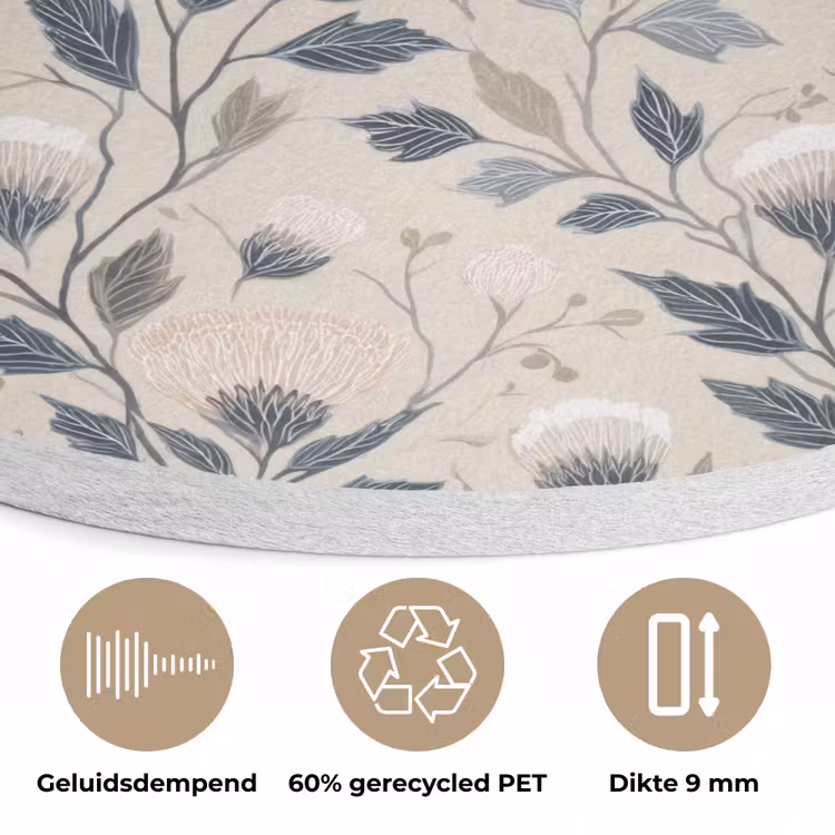 Klassiek - Botanisch - Kleurrijk Akoestische PET Vilt - Rond klein 838 -closeup_NL