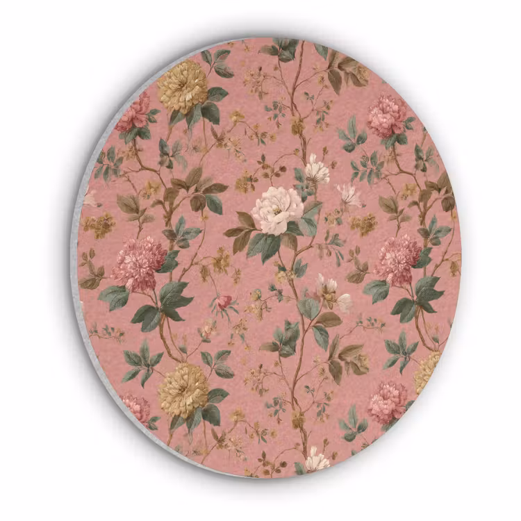 Klassiek - Botanisch - Roze Akoestische PET Vilt - Rond klein 838 -3d