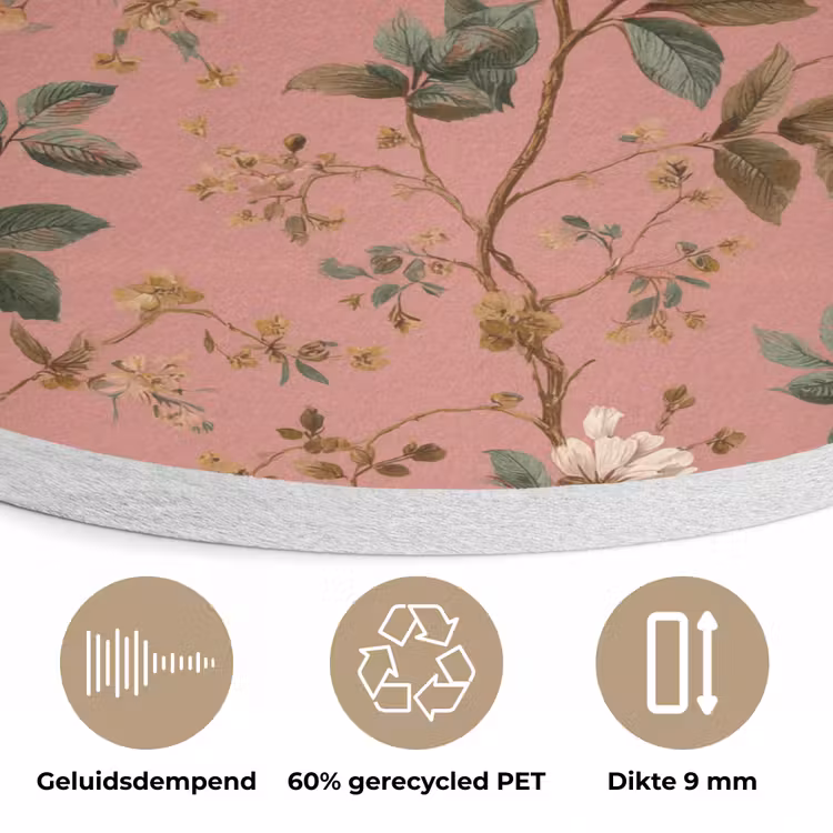 Klassiek - Botanisch - Roze Akoestische PET Vilt - Rond klein 838 -closeup_NL