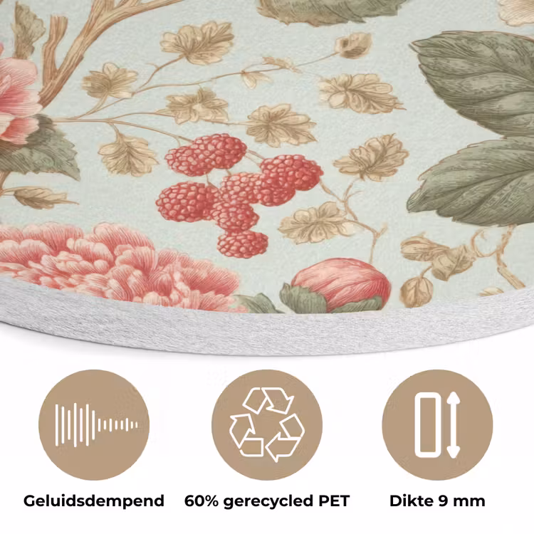 Klassiek - Botanisch - Veelkleurig Akoestische PET Vilt - Rond klein 838 -closeup_NL