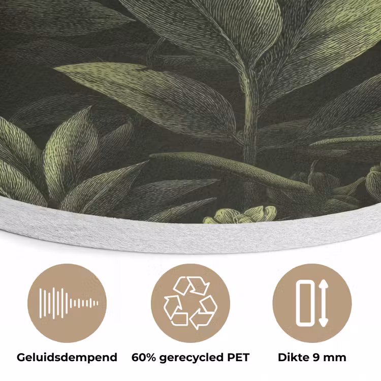 Klassiek - Donker - Botanisch - Planten Akoestische PET Vilt - Rond klein 838 -closeup_NL