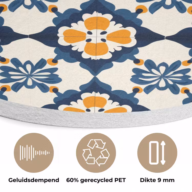 Klassiek - Geometrisch - Blauw Akoestische PET Vilt - Rond klein 838 -closeup_NL
