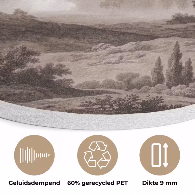 Klassiek - Landschap - Neutraal Akoestische PET Vilt - Rond klein -closeup_NL