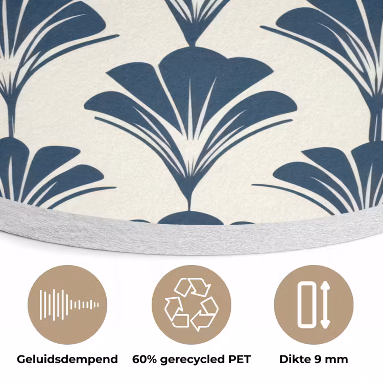 Klassiek - Motief - Blauw Akoestische PET Vilt - Rond klein 838 -closeup_NL