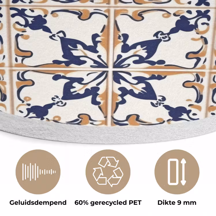 Klassiek - Patroon - Kleurrijk Akoestische PET Vilt - Rond klein 838 -closeup_NL