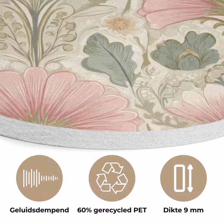 Klassiek - Patroon - Roze Akoestische PET Vilt - Rond klein 838 -closeup_NL