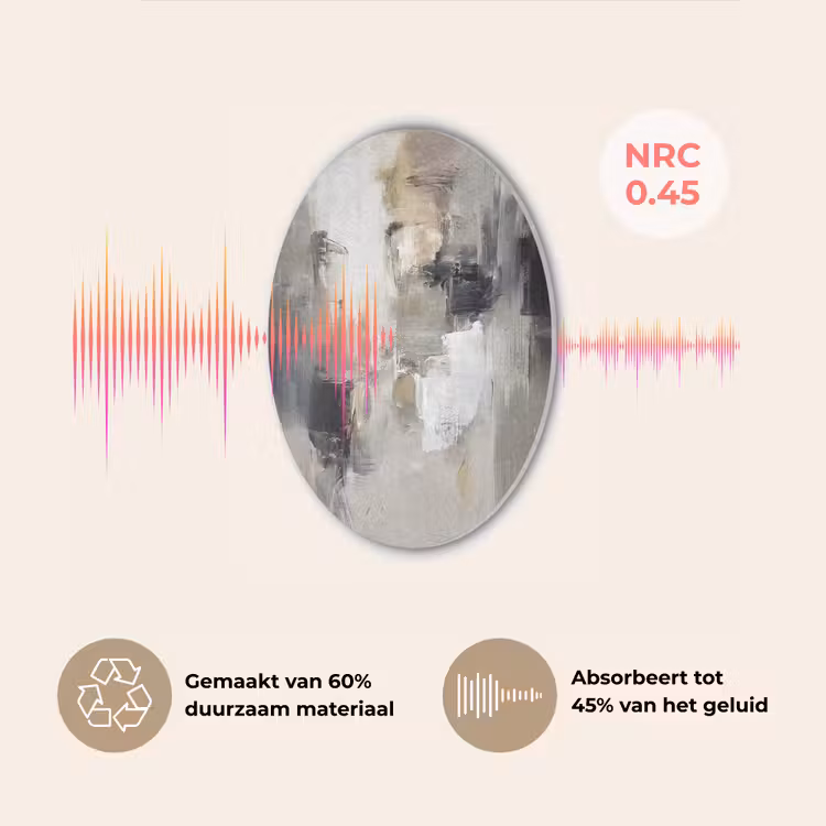 Kleurenpalet - Penseelstreken - Beige - Nevelig Akoestische PET Vilt - Rond klein -USP_NL