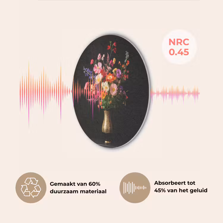 Kleurrijk - Boeket - Vaas - Goud Akoestische PET Vilt - Rond klein -USP_NL