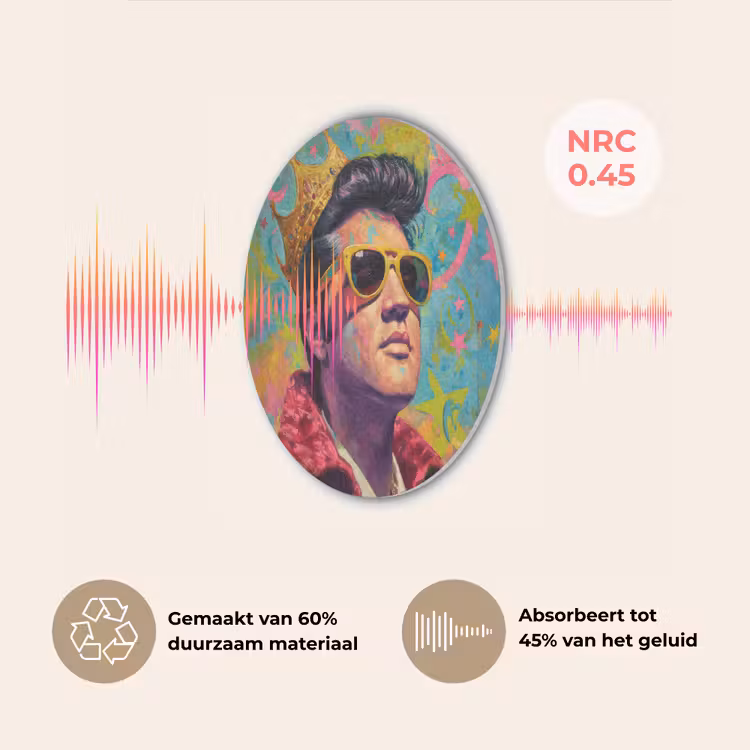 Kleurrijk portret - Kroon - Sterren Akoestische PET Vilt - Rond klein -USP_NL