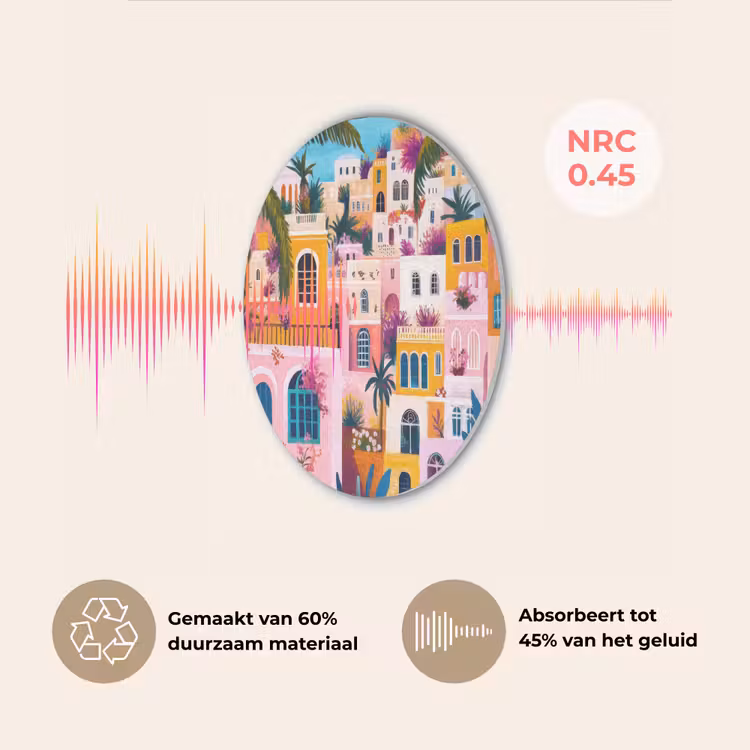 Kleurrijk - Roze - Oranje - Geel - Bloemen Akoestische PET Vilt - Rond klein -USP_NL