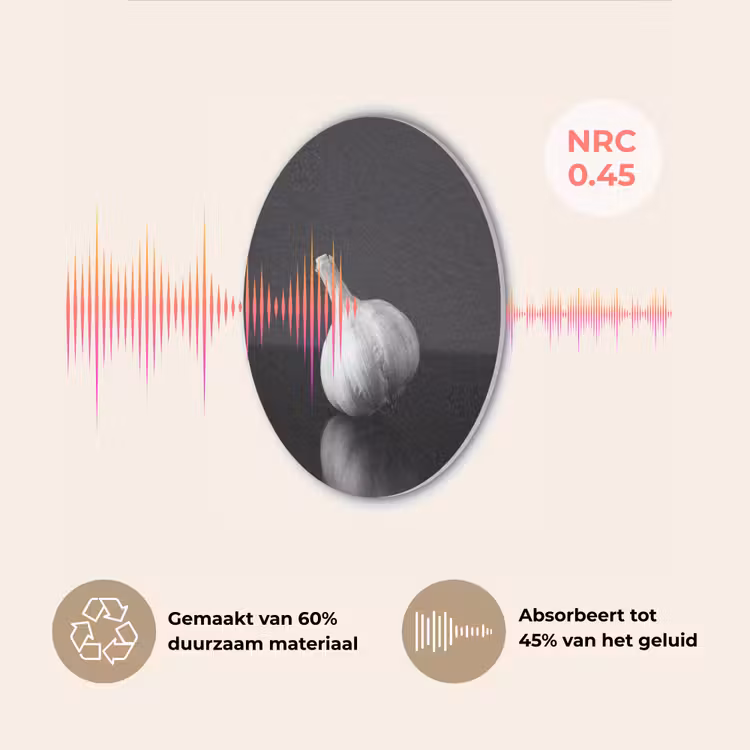 Knoflook - Zwart - Wit Akoestische PET Vilt - Rond klein -USP_NL