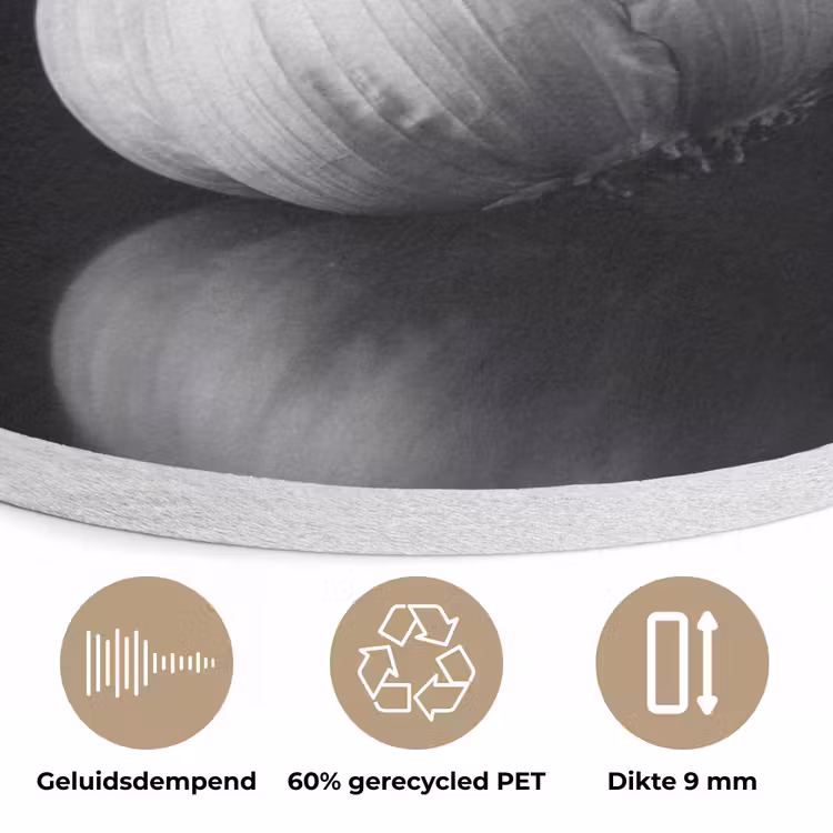 Knoflook - Zwart - Wit Akoestische PET Vilt - Rond klein -closeup_NL