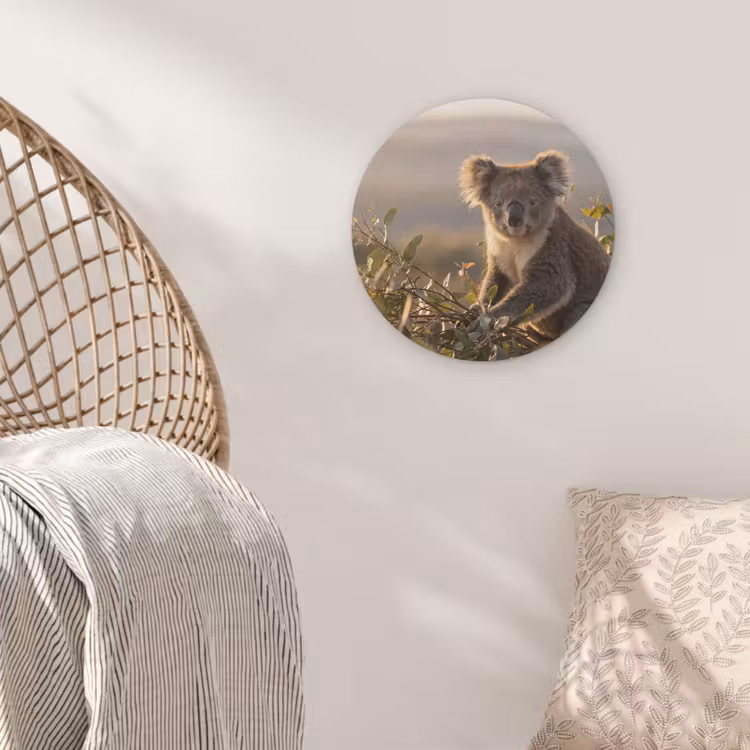 Koala - Bladeren - Ochtendlicht Akoestische PET Vilt - Rond klein -sfeer4