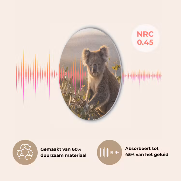 Koala - Bladeren - Ochtendlicht Akoestische PET Vilt - Rond klein -USP_NL