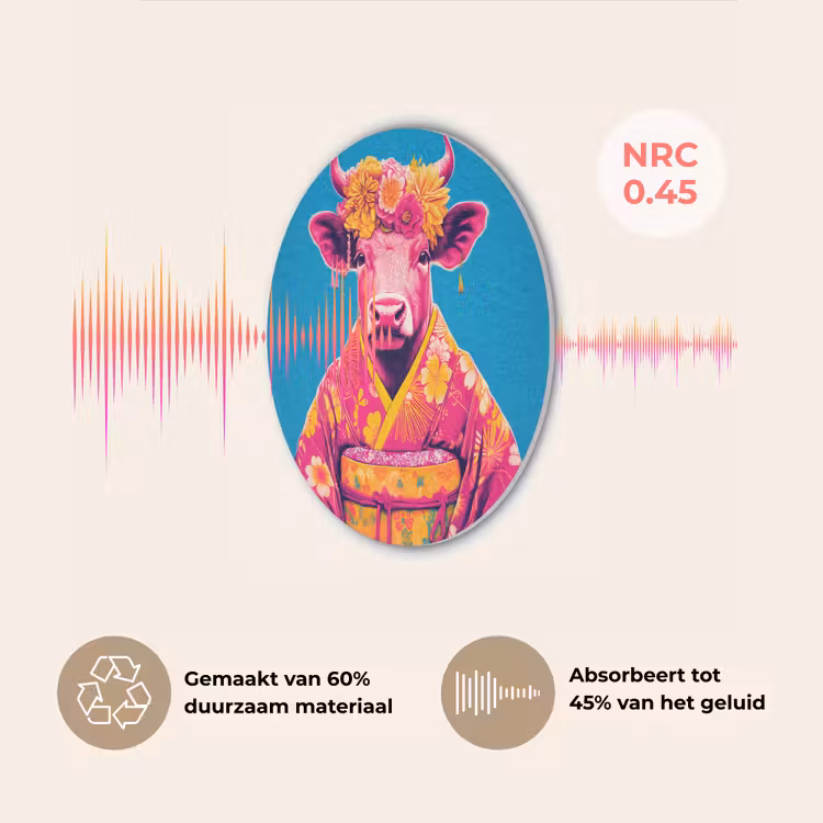 Koe - Bloemenkrans - Oorhangers - Kimono Akoestische PET Vilt - Rond klein -USP_NL
