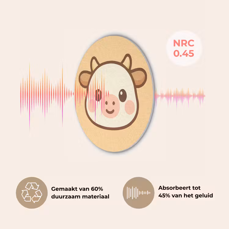 Koe - Oranje - Cartoon Akoestische PET Vilt - Rond klein -USP_NL