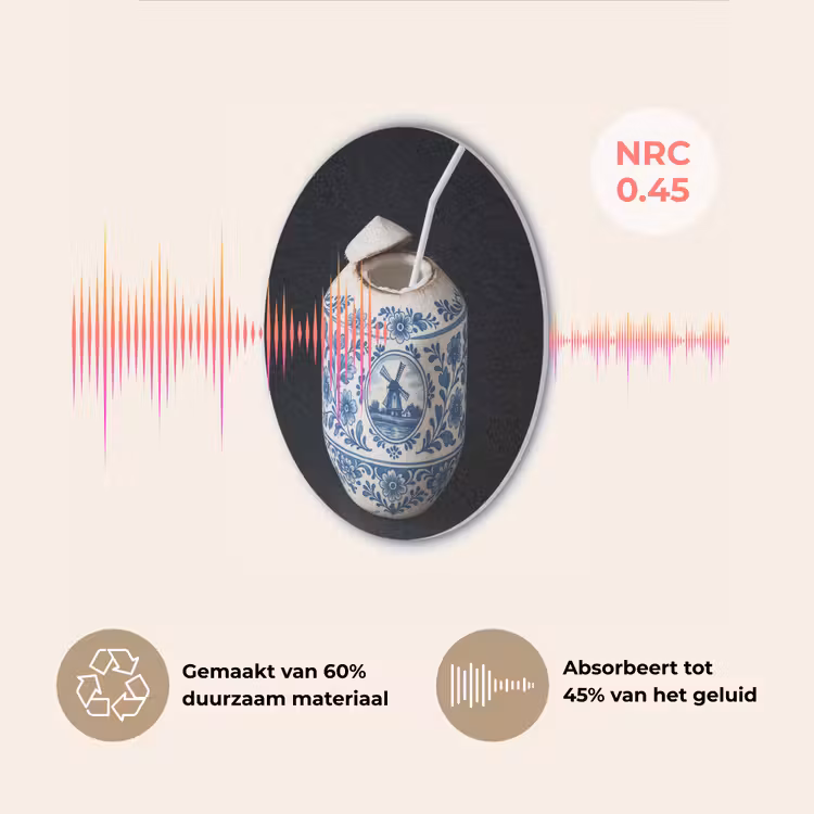 Kokosnoot - Eten - Delfts blauw - Drinken Akoestische PET Vilt - Rond klein -USP_NL