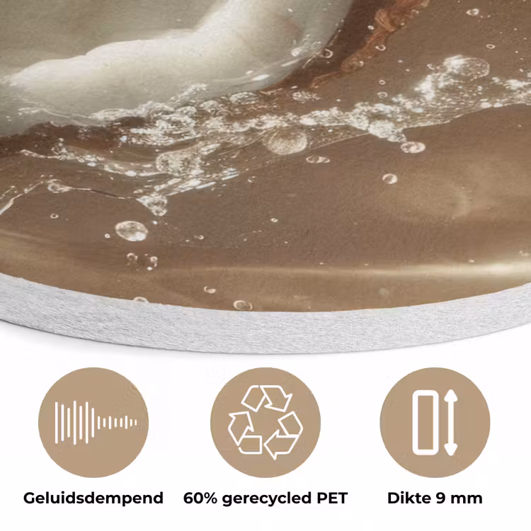 Kokosnoot - Water - Beige - Spetters Akoestische PET Vilt - Rond klein -closeup_NL