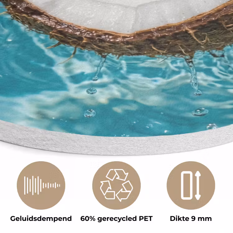 Kokosnoot - Water - Wit Akoestische PET Vilt - Rond klein -closeup_NL