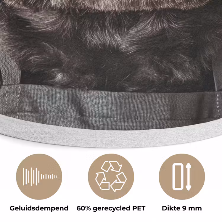 Kokskleding - Zwart - Hondje Akoestische PET Vilt - Rond klein -closeup_NL