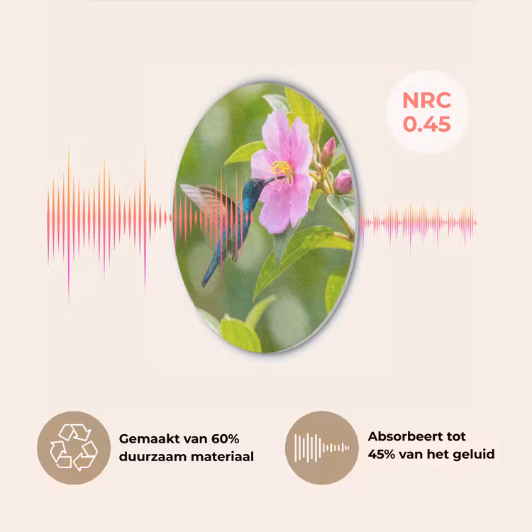 Kolibrie - Bloem - Natuur - Groen Akoestische PET Vilt - Rond klein -USP_NL