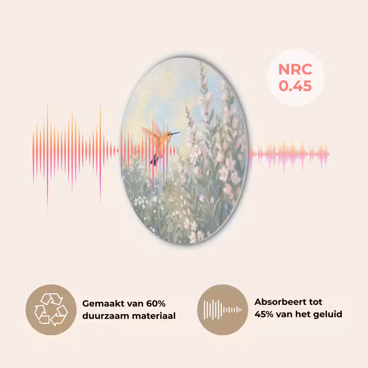 Kolibrie - Illustratie - Kleurrijk Akoestische PET Vilt - Rond klein -USP_NL