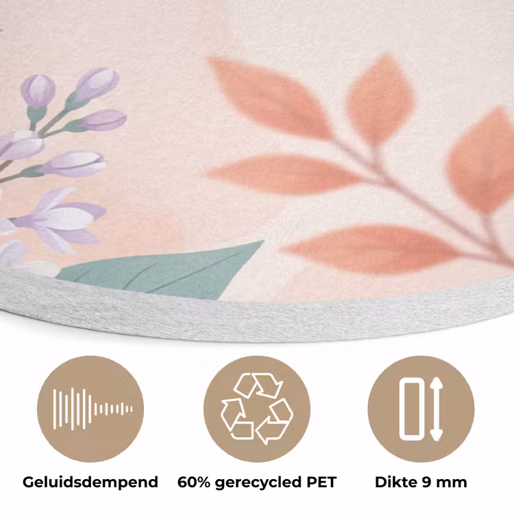 Kolibrie - Vliegen - Natuur - Illustratie - Kleurrijk Akoestische PET Vilt - Rond klein -closeup_NL
