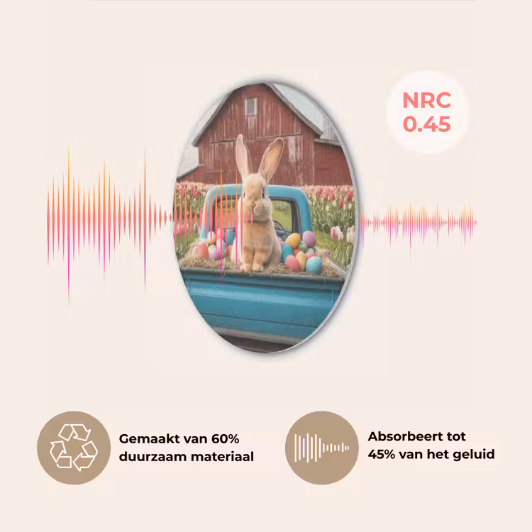 Konijn - Boerderij - Eieren Akoestische PET Vilt - Rond klein -USP_NL