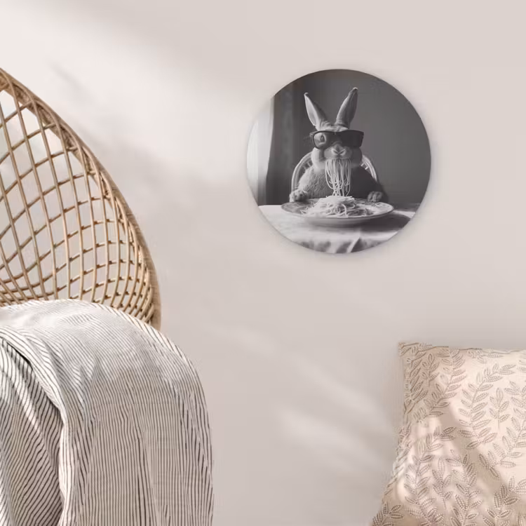 Konijn - Bunny - Zonnebril - Tafelkleed - Pasta - Schattig Akoestische PET Vilt - Rond klein -sfeer4