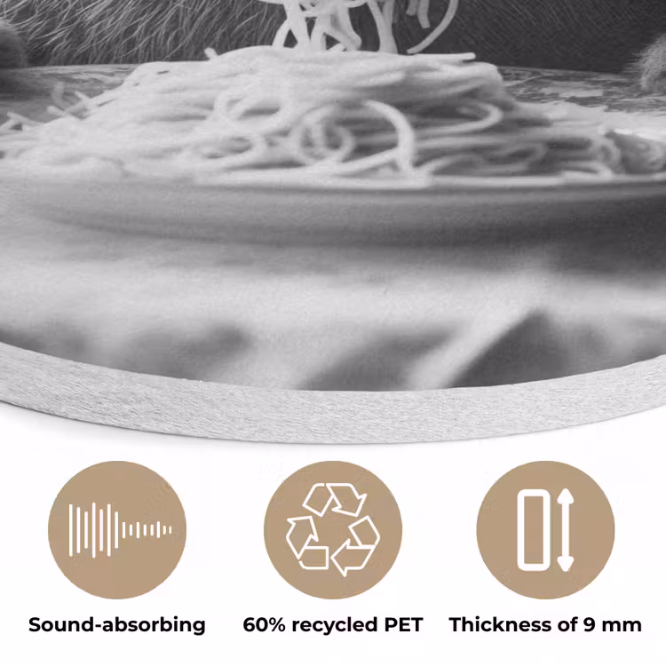 Konijn - Bunny - Zonnebril - Tafelkleed - Pasta - Schattig Akoestische PET Vilt - Rond klein -closeup_NL