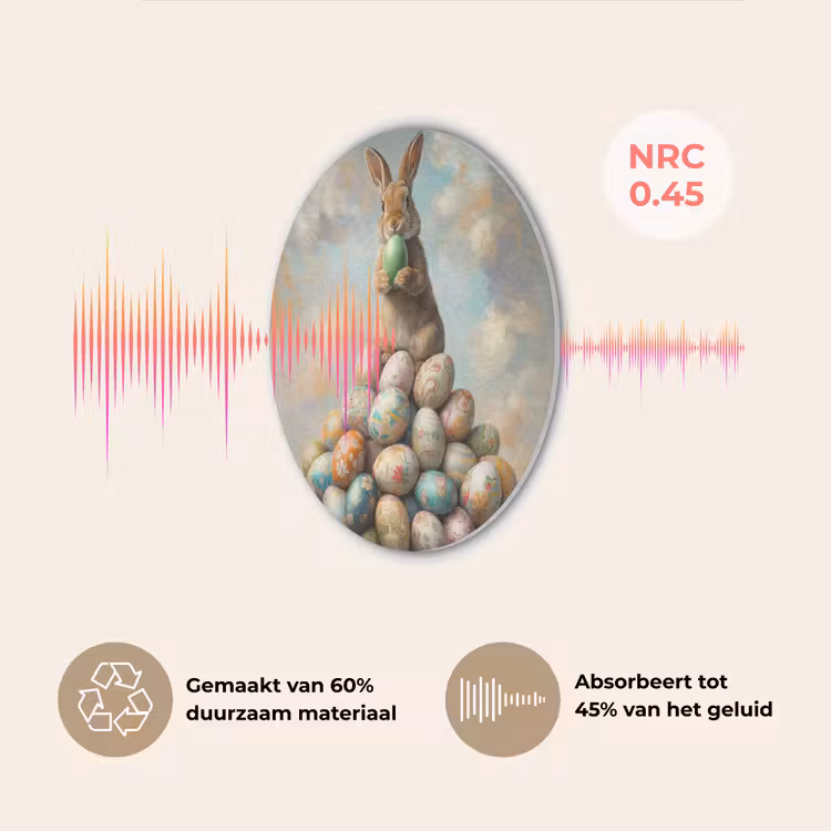 Konijn - Eieren - Kleurrijk Akoestische PET Vilt - Rond klein -USP_NL