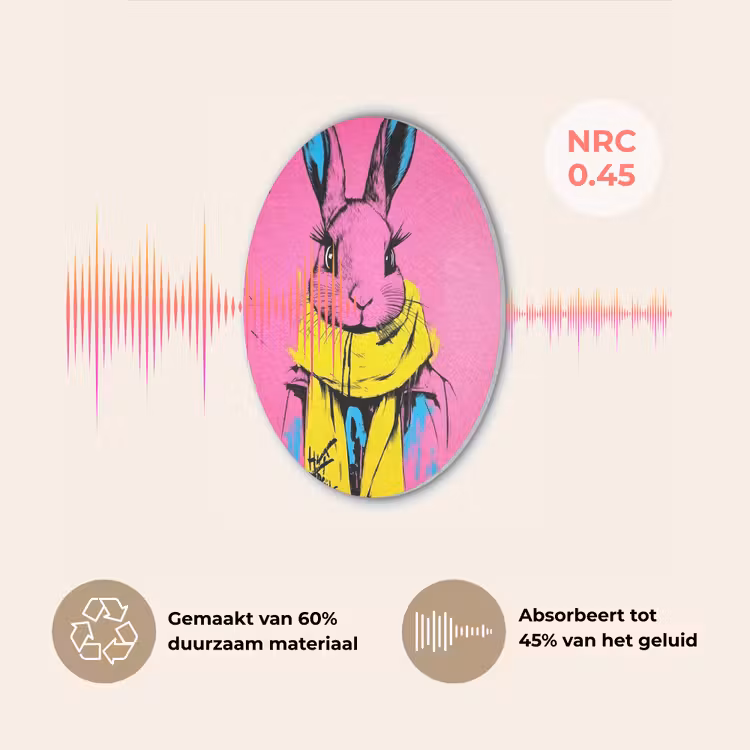 Konijn - Felroze - Sjaal - Abstract Akoestische PET Vilt - Rond klein -USP_NL
