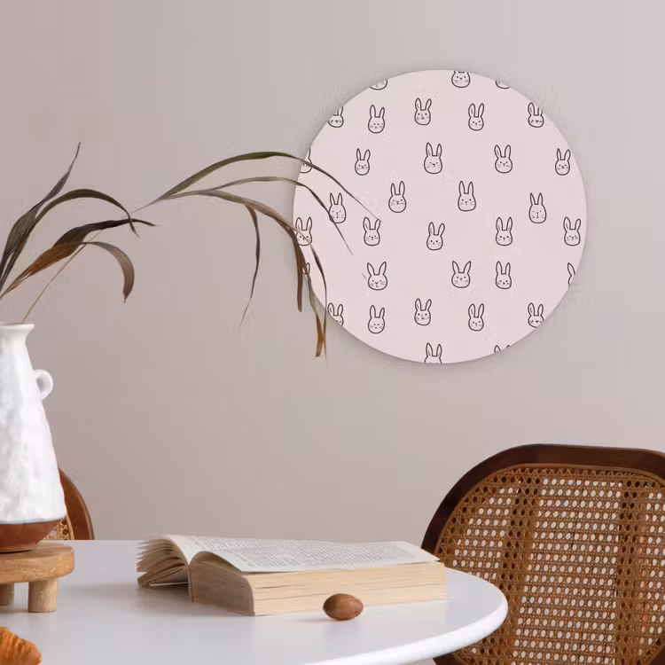 Konijnen - Minimalistisch - Roze Akoestische PET Vilt - Rond klein 838 -sfeer3