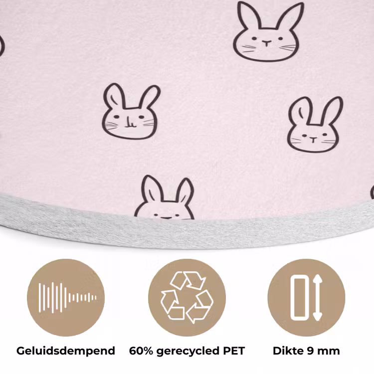 Konijnen - Minimalistisch - Roze Akoestische PET Vilt - Rond klein 838 -closeup_NL