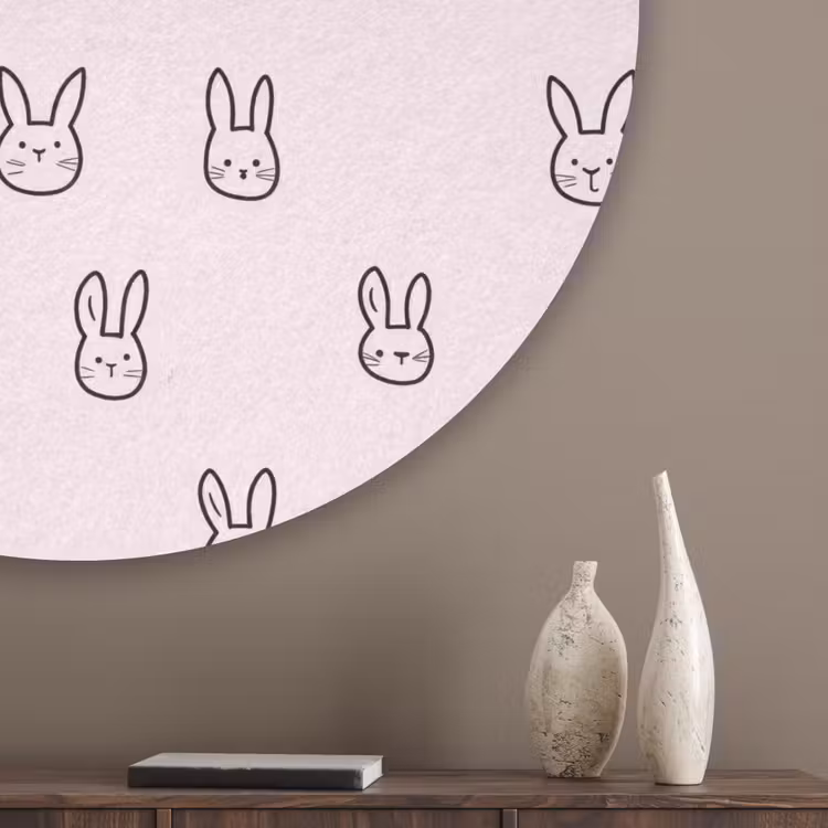 Konijnen - Minimalistisch - Roze Akoestische PET Vilt - Rond klein 838 -sfeer5_closeup
