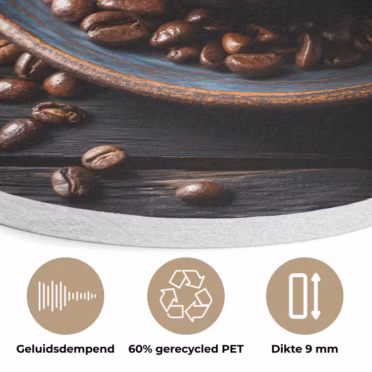 Kop - Koffie - Hout - Bonen Akoestische PET Vilt - Rond klein -closeup_NL