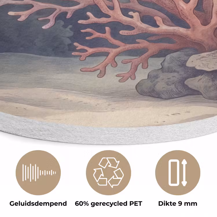 Koraal - Onderwater - Natuur - Roze Akoestische PET Vilt - Rond klein -closeup_NL