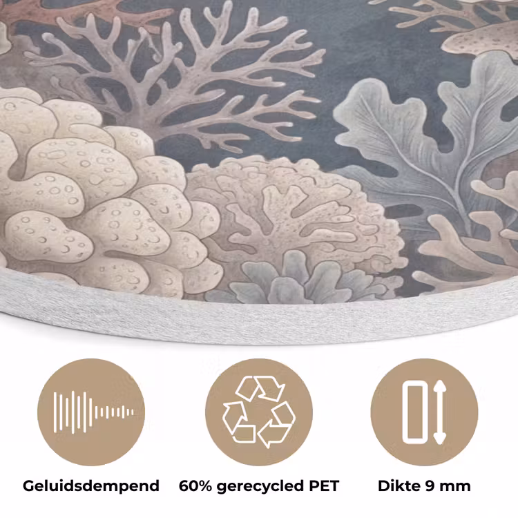 Koraal - Zeeleven - Onderwater - Illustratie - Natuur Akoestische PET Vilt - Rond klein -closeup_NL